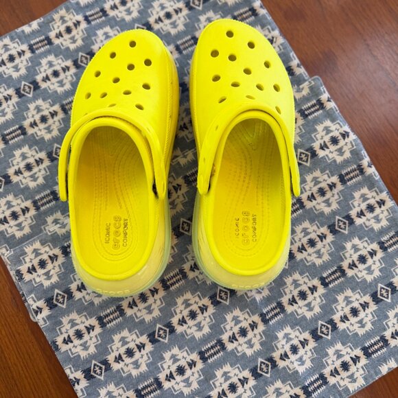 Crocs-Mega Crush Platform Neon Yellow Worn 2x! - Picture 7 of 7